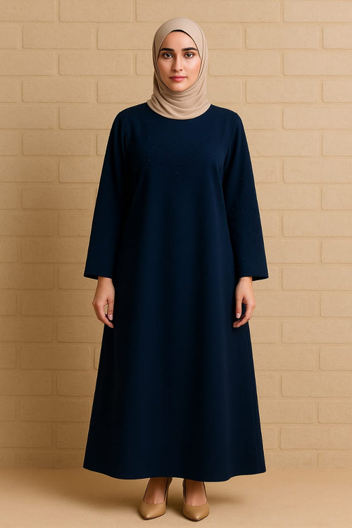 Midnight Elegance Premium Navy Abaya
