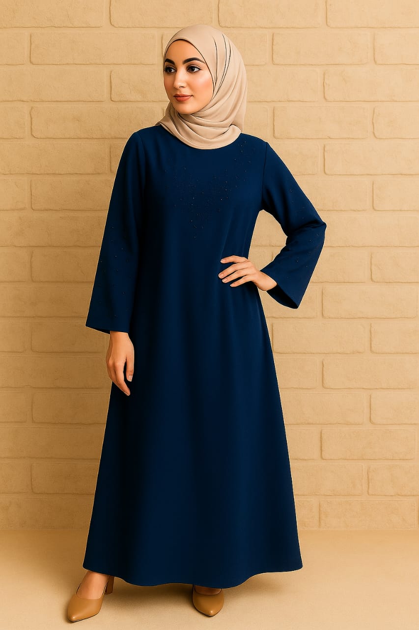Midnight Elegance Premium Navy Abaya